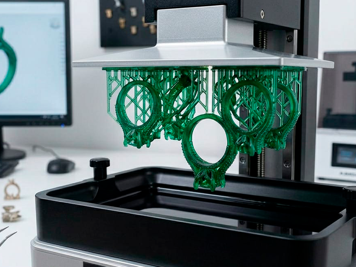Proceso de impresión 3D en resina para joyería en GOPERCAST